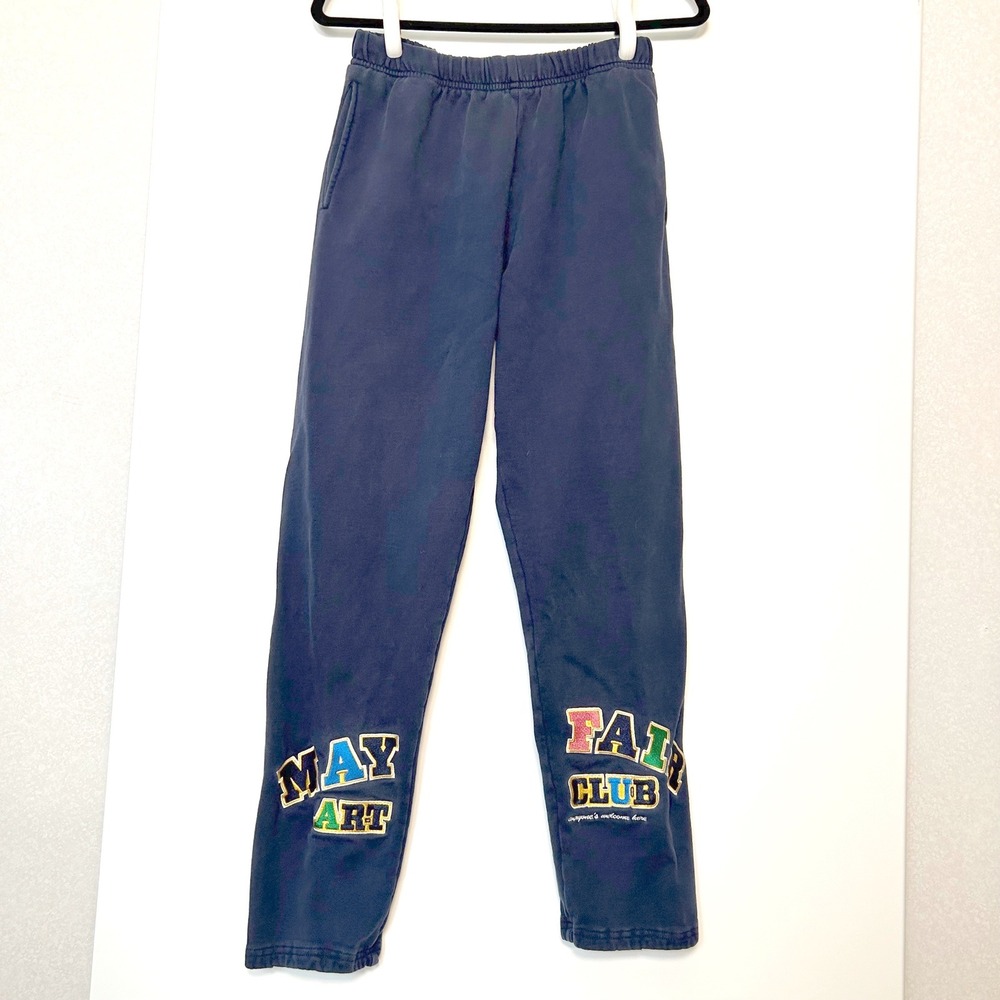 The Mayfair Group navy blue xsmall Art Club patches detailed sweat pants